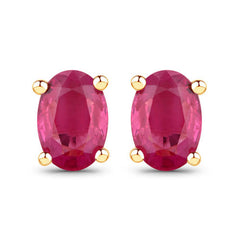 1.04 Carat Genuine Ruby 10K Yellow Gold Earrings