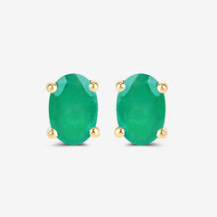 0.88 Carat Genuine Zambian Emerald 10K Yellow Gold Earrings