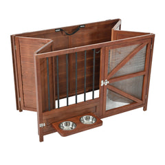43" Solid Wood Dog Crate Furniture Foldable Indoor Kennel