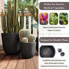 U_STYLE Lightweight MGO Planter Set of 3