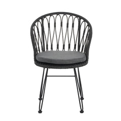 7 PCS Outdoor Dining Set with Acacia Wood Table and Rattan Chairs