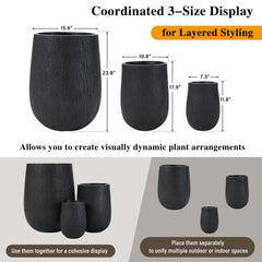 U_Style Egg-Shaped Lightweight MGO Outdoor Planter Set of 3