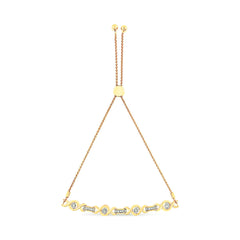 14K Yellow Gold Plated .925 Sterling Silver Channel Set Diamond Accent Twist 4â€-10†Adjustable Bolo Bracelet (I-J Color, I3 Clarity)