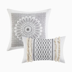 King/Cal King Cotton Printed Duvet Cover Set with Chenille