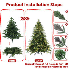 6.5ft Pre-Lit Artificial Christmas Tree with 450 Warm White Incandescent Lights