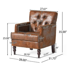 Vitality Club Chair with Button-Tufted Diamond Stitching and Turned Legs