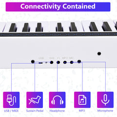 61-Key Portable Digital Stage Piano with Carrying Bag-White