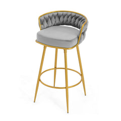 Modern Low Back Upholstered Counter Height Bar Stools (Set of 2)