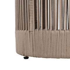 Outdoor Rope Chaise Lounge Set with Adjustable Backrest and Teak Look Side Table
