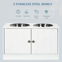 PawHut Large Elevated Dog Bowls with Storage Cabinet