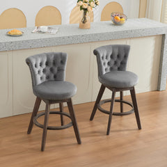 26" Counter Height Bar Stools Set of 2 with 360° Swivel and Velvet Upholstery
