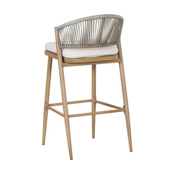 Outdoor Bar Height Aluminum Frame Counter Stools with Scallop-shaped Backrest & Water-resistant Cushions