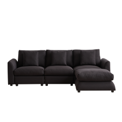 102.2 Inch Combination Sofa Modular Sofa with Ottoman Black