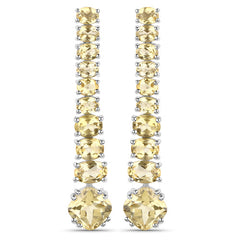18K White Gold Plated 7.22 Carat Genuine Citrine .925 Sterling Silver Earrings