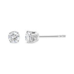 14K White Gold 1.0 Cttw 4-Prong Set Brilliant Round-Cut Solitaire Lab Grown Diamond Push Back Stud Earrings (E-F Color, VVS2-VS1 Clarity)