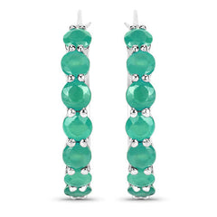 2.38 Carat Genuine Emerald .925 Sterling Silver Earrings