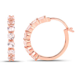 18K Rose Gold Plated 1.68 Carat Genuine Morganite .925 Sterling Silver Earrings
