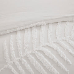 3 Piece Tufted Cotton Chenille Palm Comforter Set Off-White Full/Queen