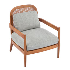 Elliston Rattan Backrest Solid Wood Accent Chair with Cushions - Set of 2