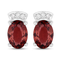 1.35 Carat Genuine Pink Tourmaline and White Diamond 14K White Gold Earrings