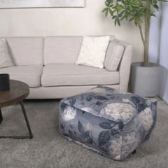 Hazel - Large Square Pouf With Flower Print