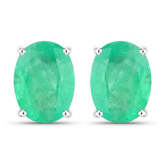 2.40 Carat Genuine Zambian Emerald 10K White Gold Earrings