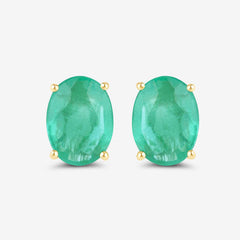 2.40 Carat Genuine Zambian Emerald 10K Yellow Gold Earrings