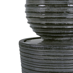 31.5' Tall Striped Concrete Column Fountain with LED Light - Gray Concrete Design