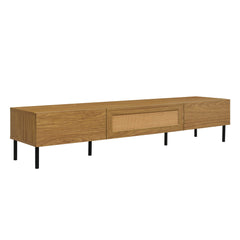 Boho TV Stand for TVs Up to 80" with Rattan Decoration and Metal Legs