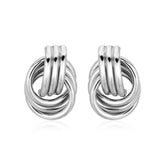 Polished Love Knot Earrings with Interlocking Rings in Sterling Silver