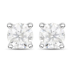 1.02 Carat Genuine White Diamond 14K White Gold Earrings