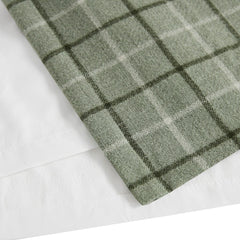 Plaid Rod Pocket and Back Tab Curtain Panel with Fleece Lining Green 50x84