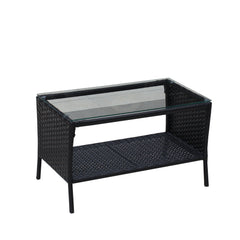 4 PC Rattan Patio Furniture Set Outdoor Cushioned Wicker Sofa Green Cushion