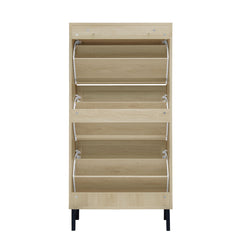 Modern Rattan 3 Door Shoe Rack Cabinet for Entryway