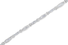 10K White Gold Geometric Pattern Diamond Tennis Bracelet (3 cttw, H-I Color, SI2-I1 Clarity)