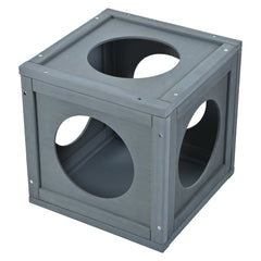 Grey Pine Wood Outdoor Cat House with Shelves and Weather Protection