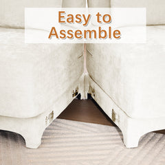 Elegant Four-Seater Sofa with Movable Ottoman and Lumbar Pillow