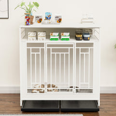 43.3 Inch Wooden Dog Crate Furniture with Divider and Storage