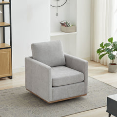 Modern Square Upholstered Swivel Accent Chair With Metal Base