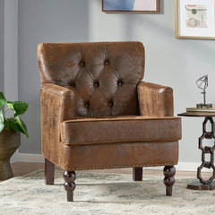 Vitality Club Chair with Button-Tufted Diamond Stitching and Turned Legs