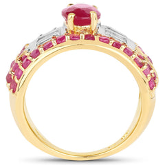 4.23 Carat Glass Filled Ruby and White Topaz .925 Sterling Silver Ring