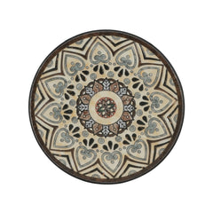Ceramic Tile and Iron Patio Side Table with Shelf, Brown and Black