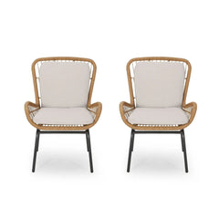 Outdoor Wicker Club Chair With Cushions (Set of 2)