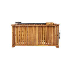 Bar Cart with Wine Bottle Holders, Acacia Wood
