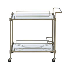 Aditya Mirrored & Antique Brass Finish Serving Cart