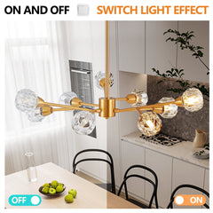 28" Modern Crystal Chandelier with 9 Lights in Golden Finish