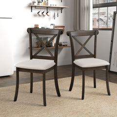 Wooden X Back Dining Chairs Set of 2 - Brown
