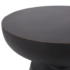 Outdoor Lightweight Concrete End Table with Half-Sphere Top, Copper