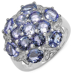3.59 Carat Genuine Tanzanite .925 Sterling Silver Ring