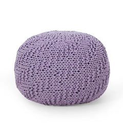 Bordeaux Knitted Cotton Round Pouf Ottoman